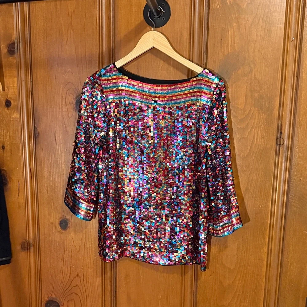 Trina Turk Multicolor Sequin Blouse - Picture 1 of 4